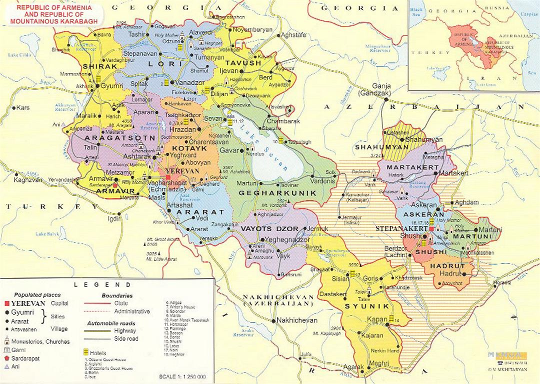 Mapa administrativo de Armenia