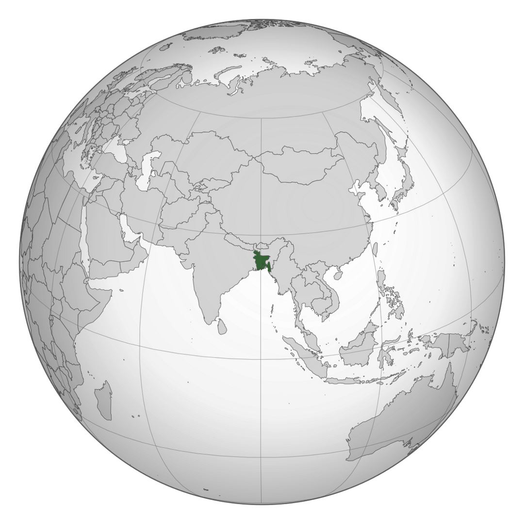 Grande mapa de ubicación de Bangladesh