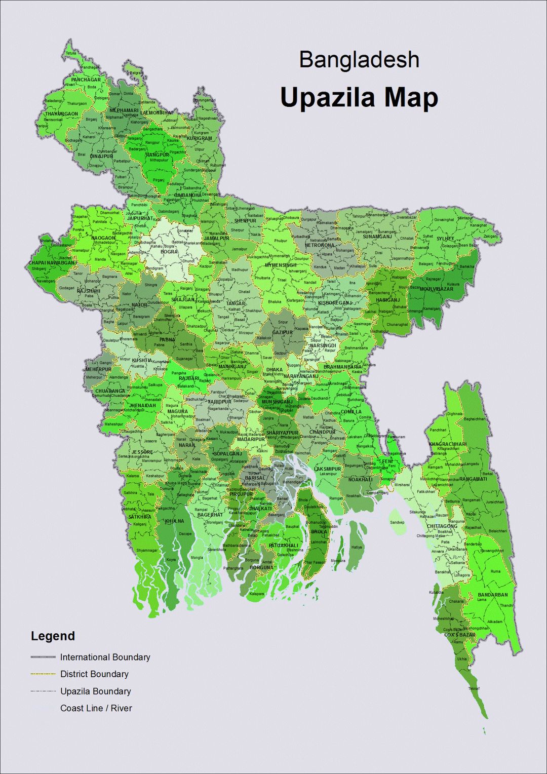 Mapa administrativo de Bangladesh