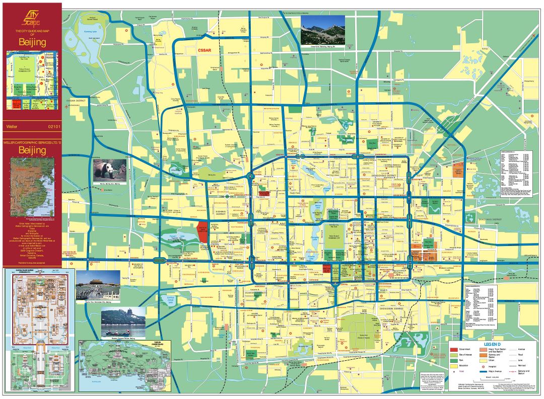 A gran escala mapa de carreteras de ciudad de Beijing