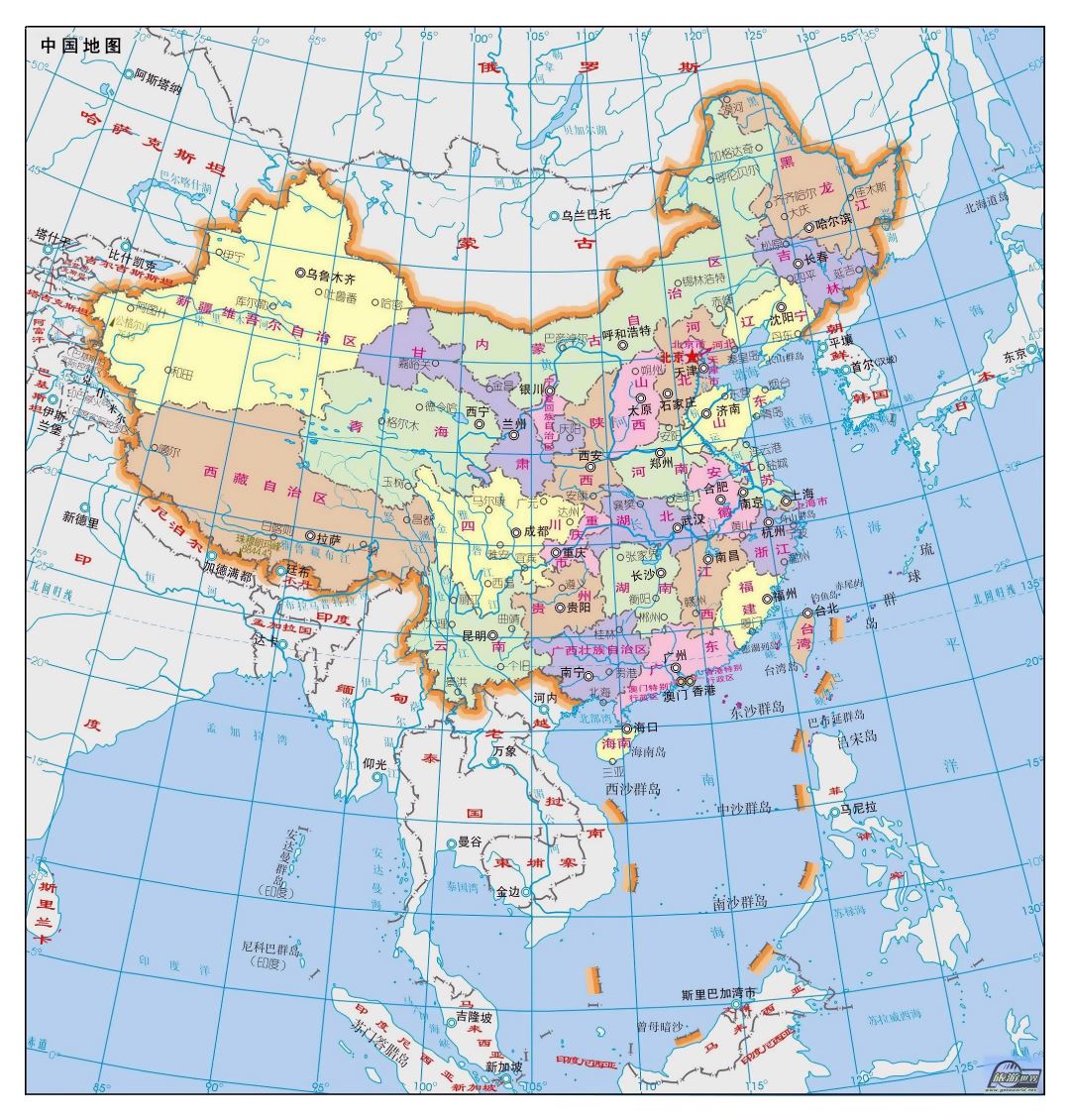 Grande mapa político y administrativo de China en chino