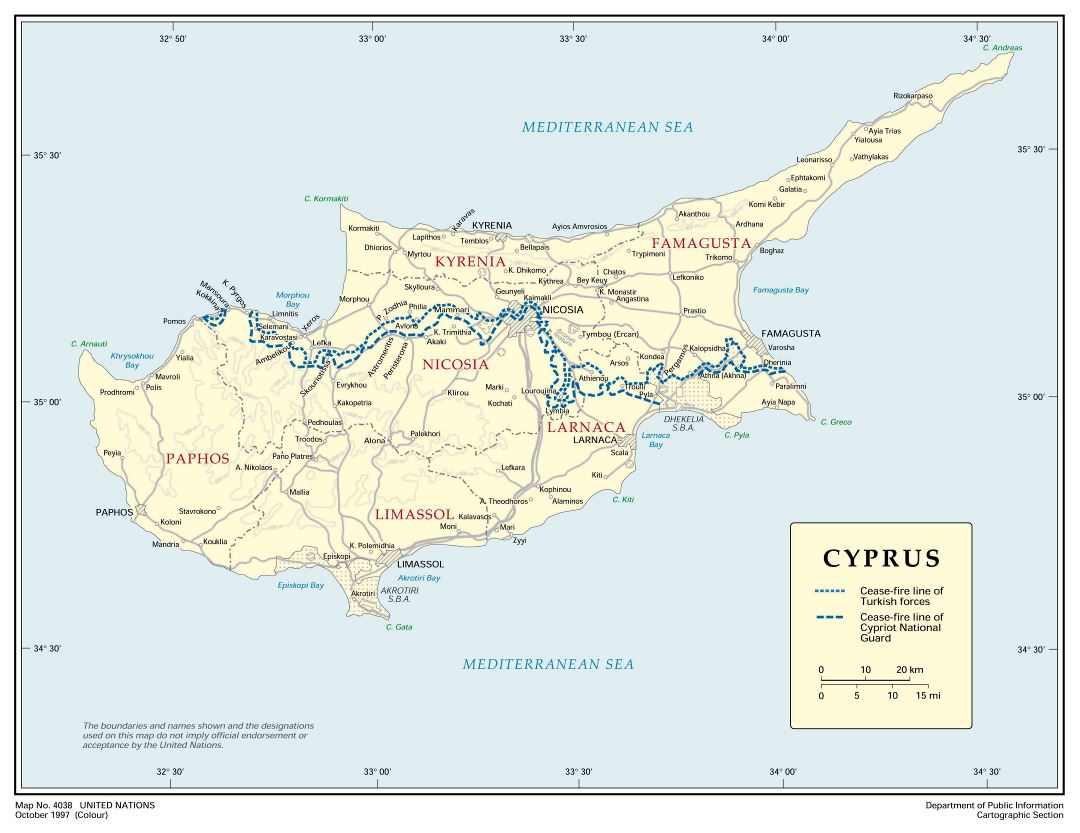 Grande detallado mapa político y administrativo de Chipre