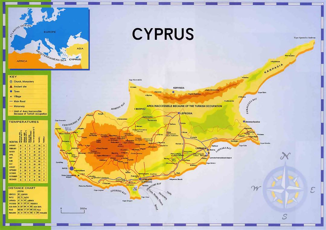 Grande mapa de Chipre