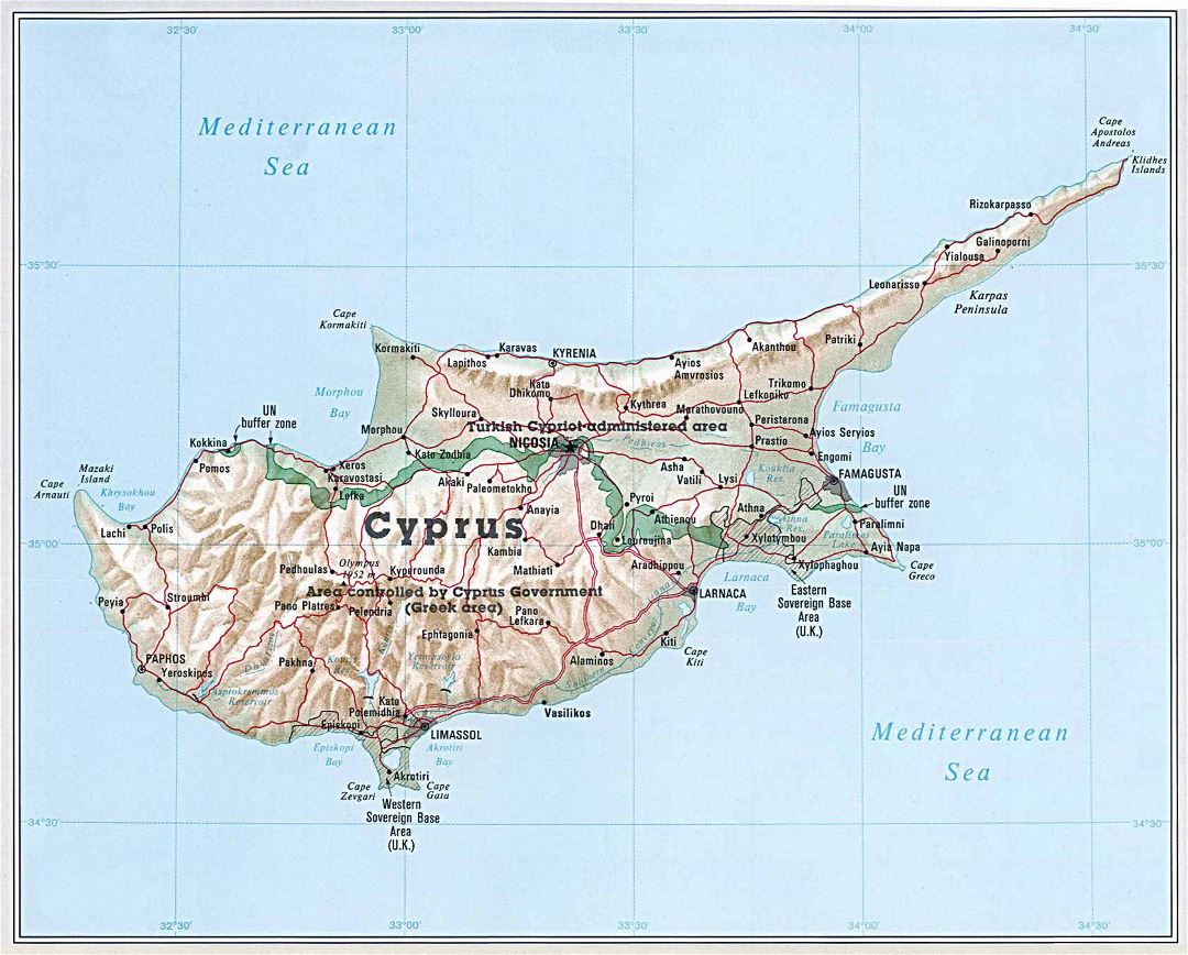 Grande mapa general de Chipre