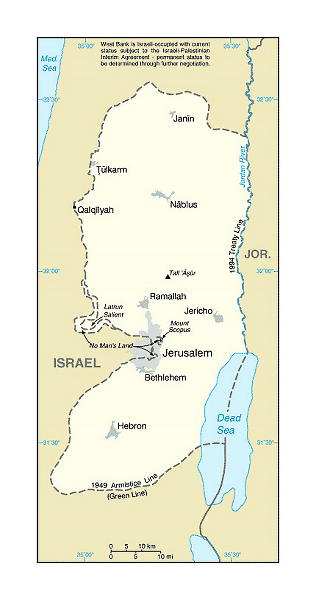 Mapa de Cisjordania