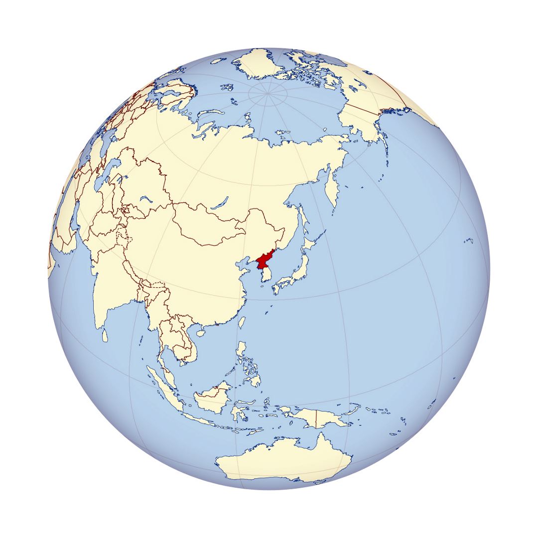 Detallado mapa de localización de Corea del Norte en Asia