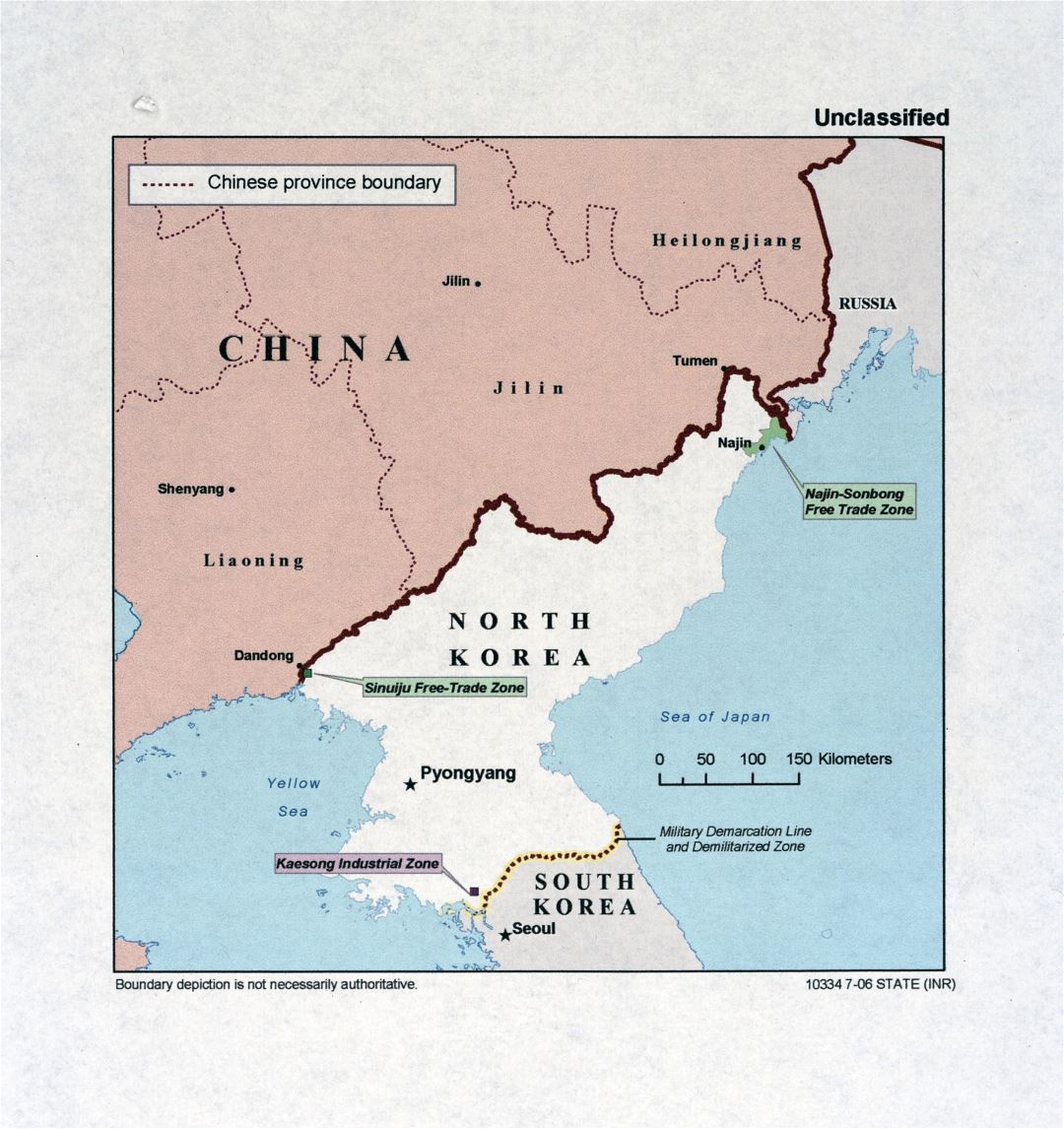 Grande detallado mapa de China y Corea del Norte - 2006