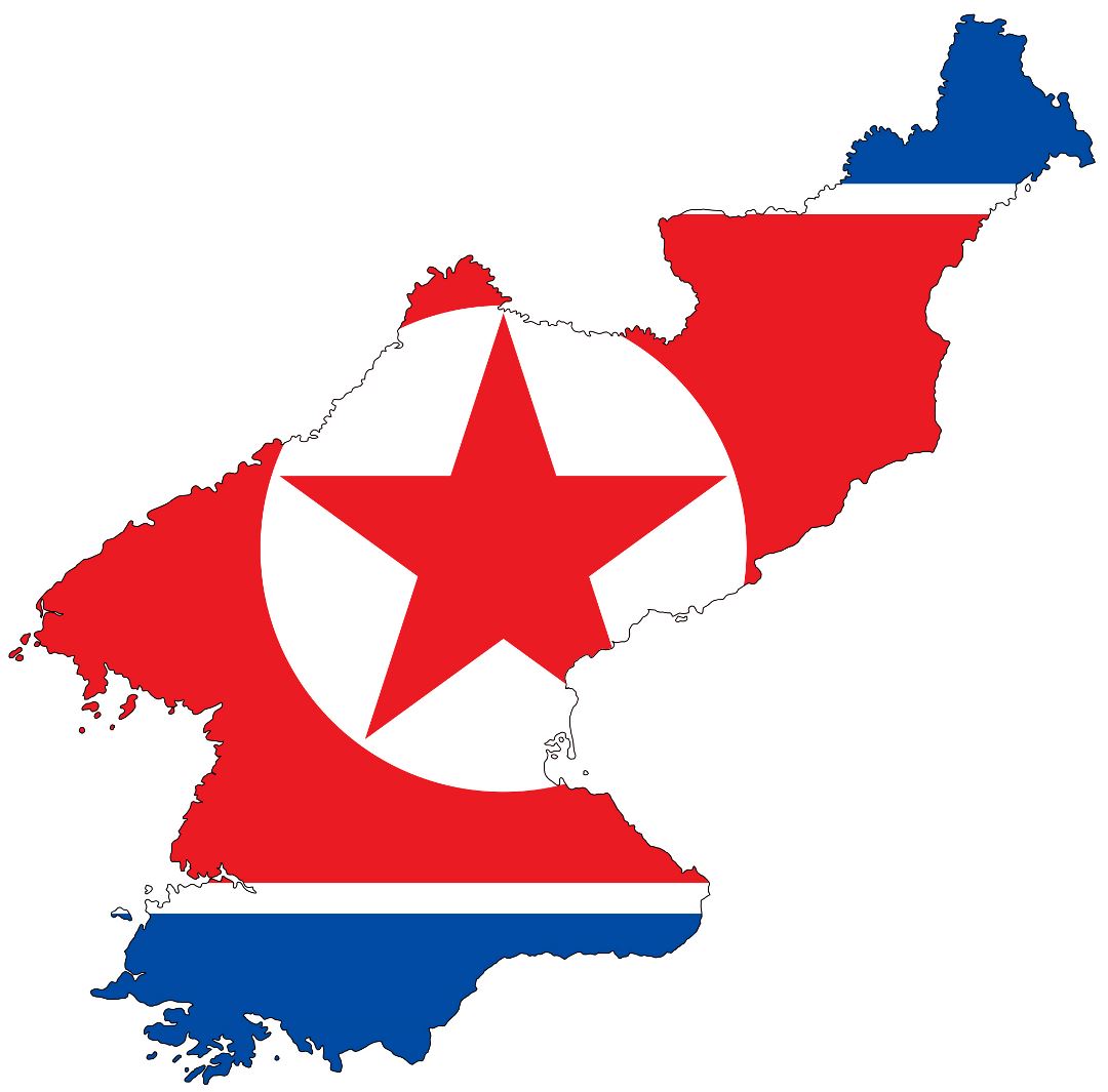Grande mapa de la bandera de Corea del Norte