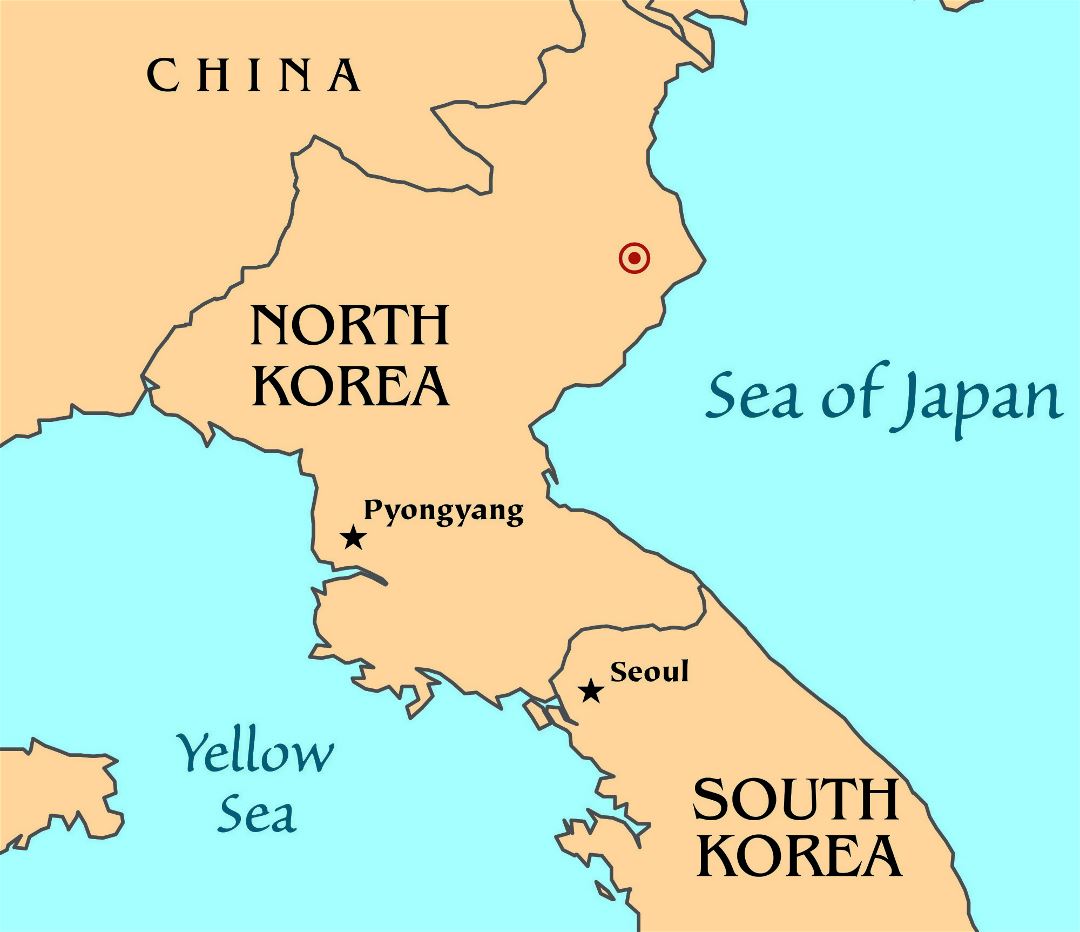 Mapa de la prueba nuclear de Corea del Norte - 2006