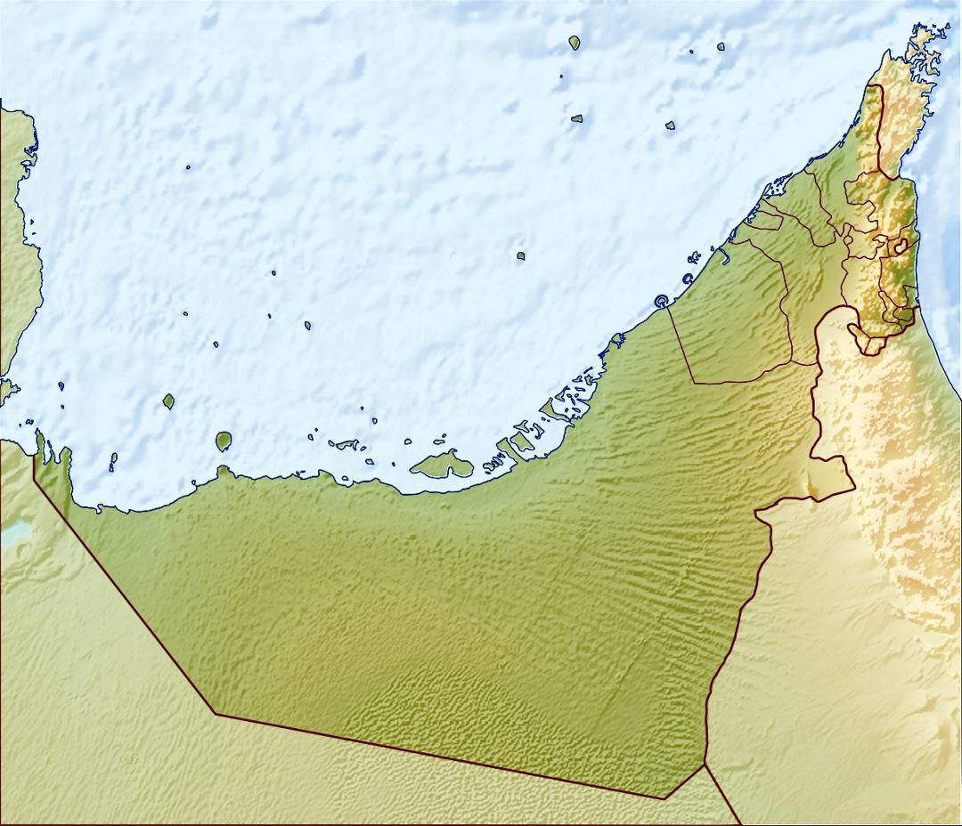 Detallado mapa en relieve de EAU
