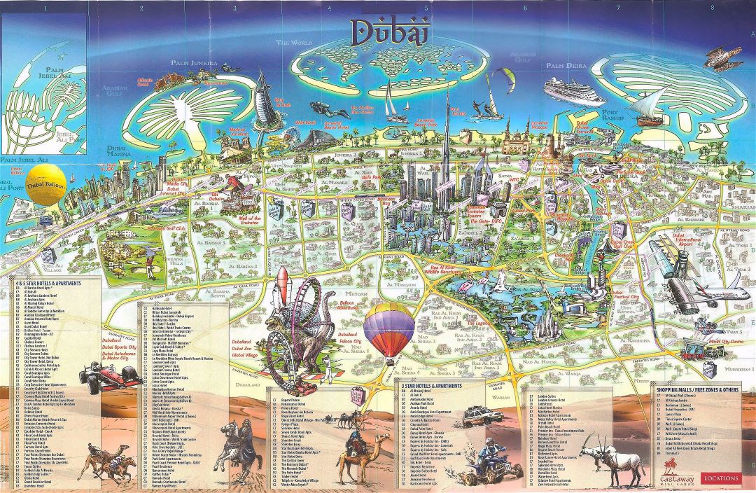 Grande detallado mapa turístico de la ciudad de Dubai