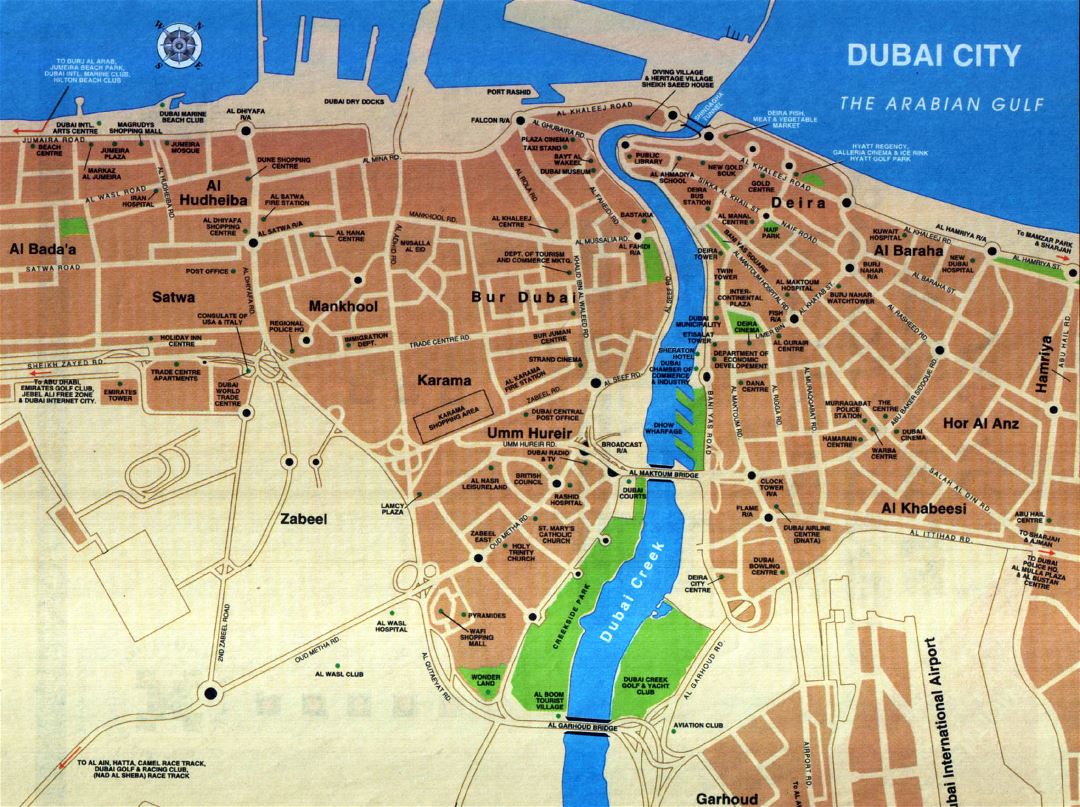 Grande mapa de carreteras de la ciudad de Dubai