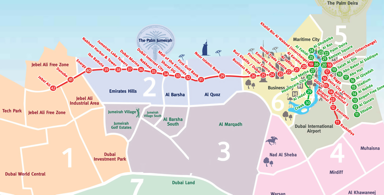 Grande mapa del metro de Dubai | Dubái | EAU (Emiratos Árabes Unidos) |  Asia | Mapas del Mundo