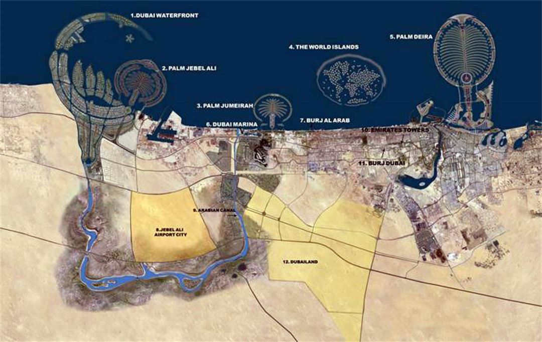 Mapa satelital de Dubái