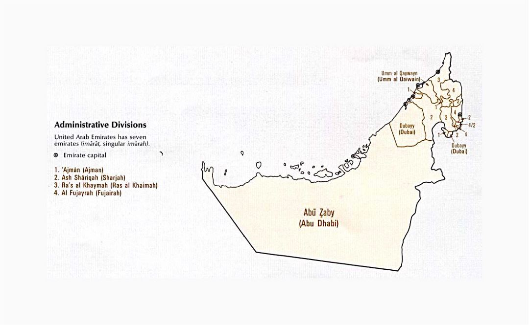 Mapa de administrativas divisiones de EAU - 1993