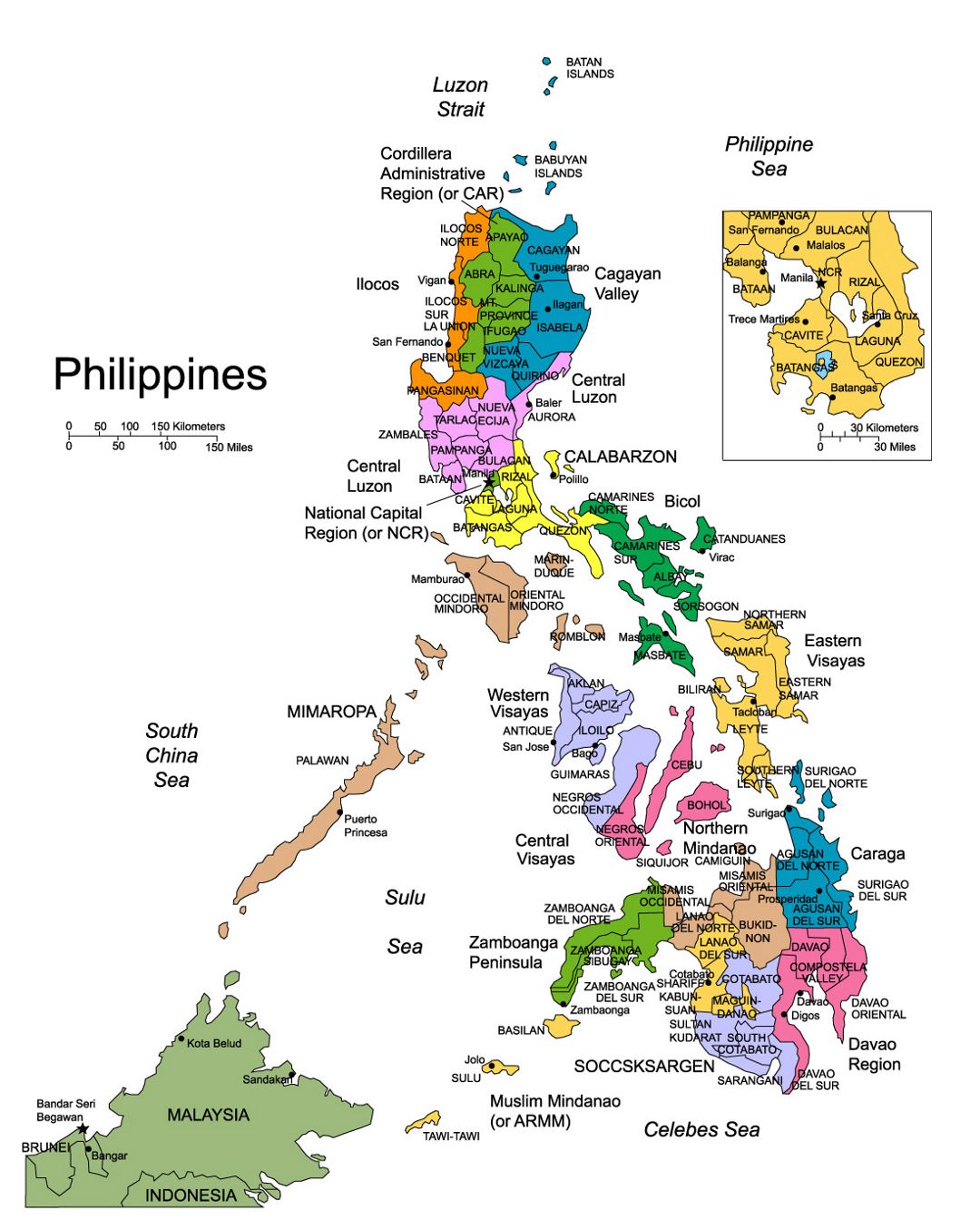 Detallado mapa administrativo de Filipinas