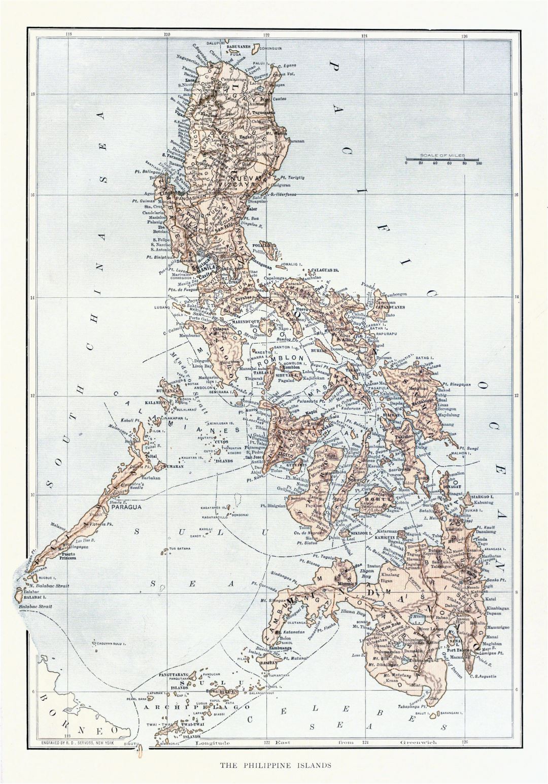 Grande detallado antiguo mapa político y administrativo de Filipinas con alivio
