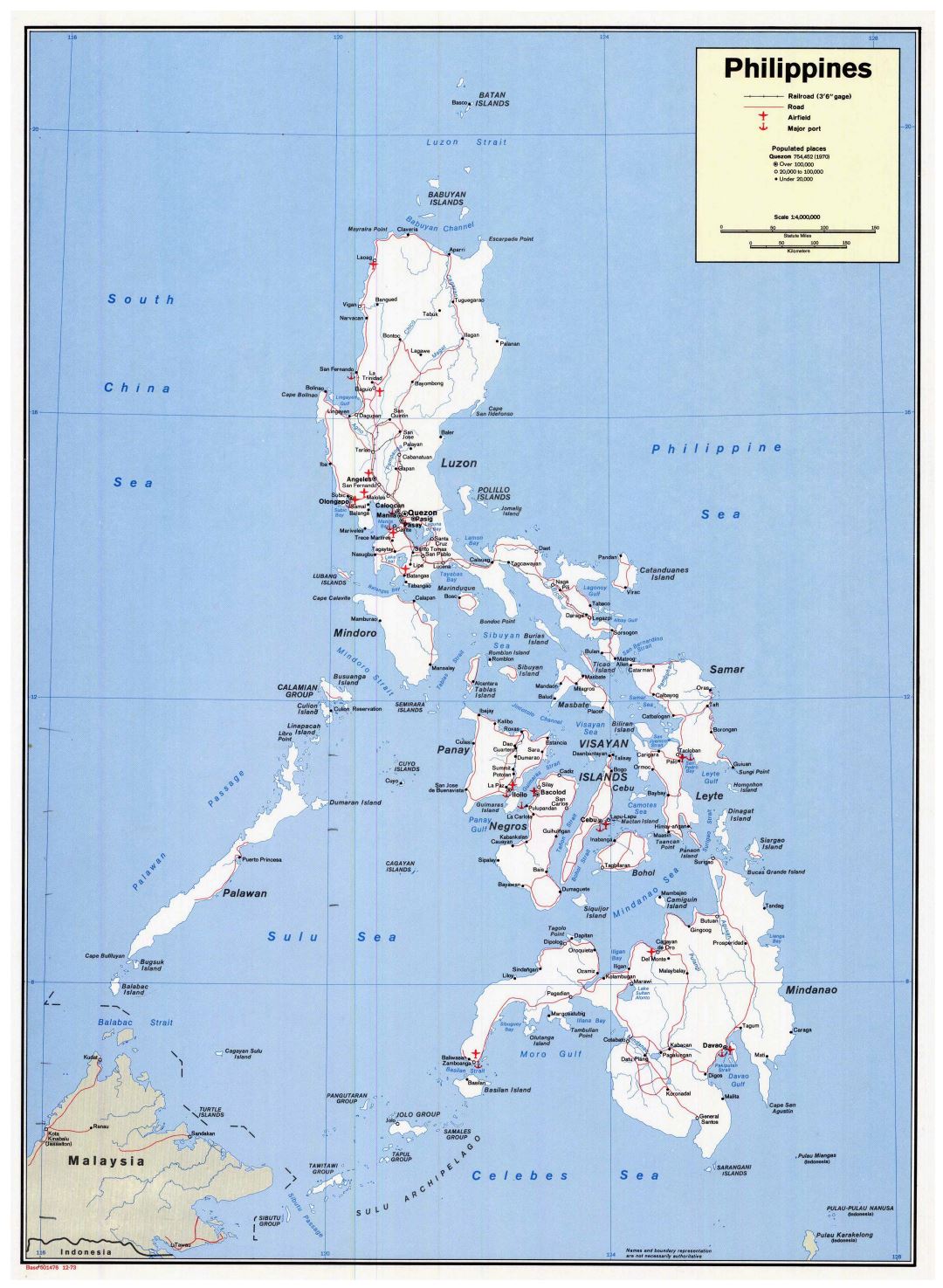 Grande detallado mapa político de Filipinas con carreteras, ciudades, puertos y aeropuertos - 1973