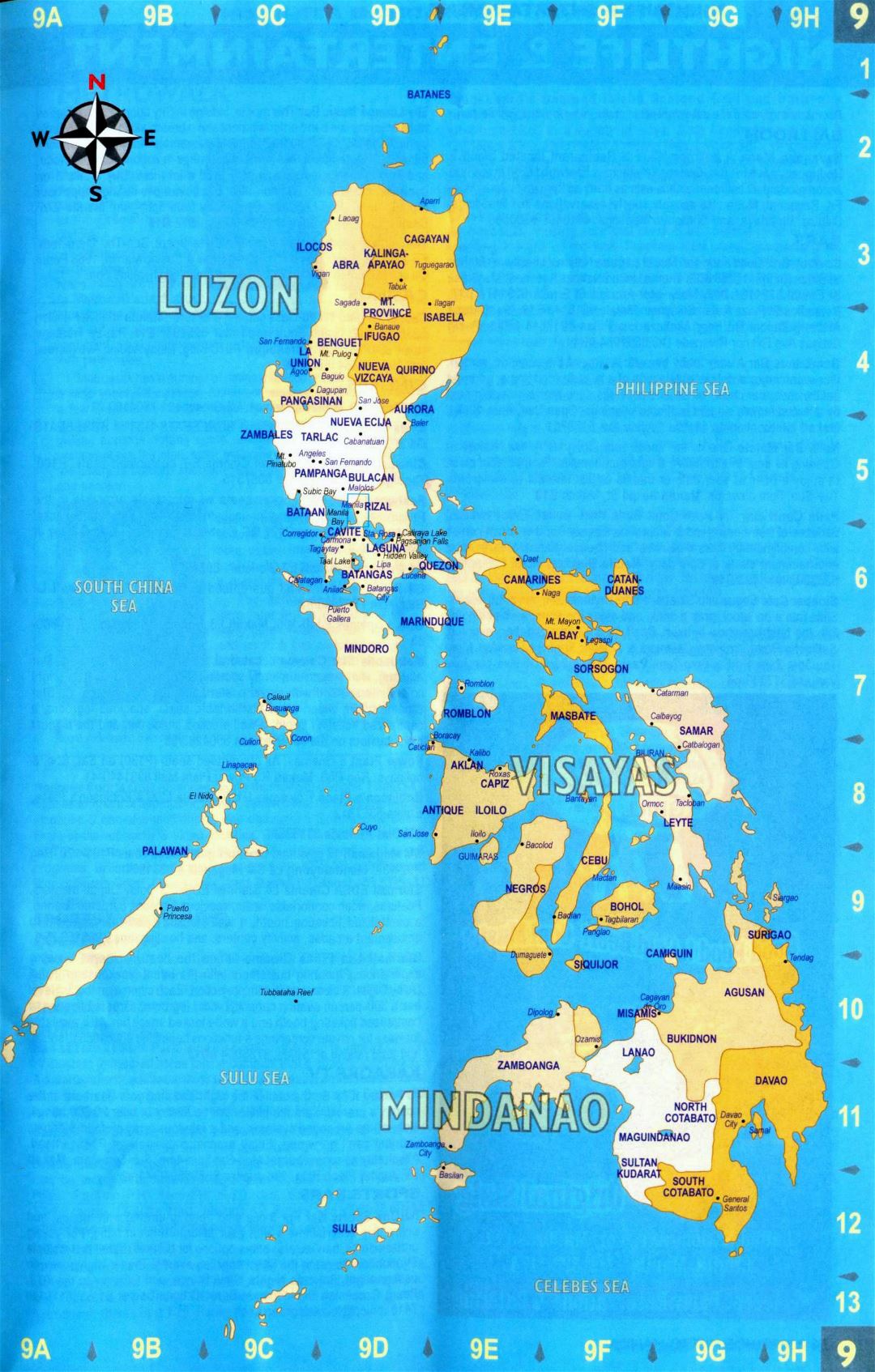 Grande mapa administrativo de Filipinas con principales ciudades