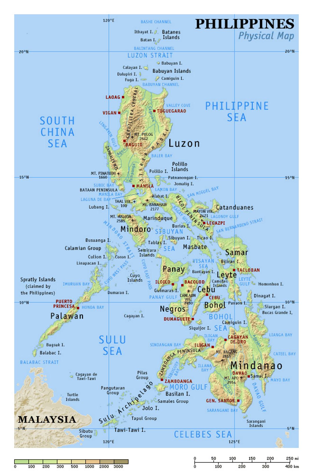 Mapa fisico de Filipinas