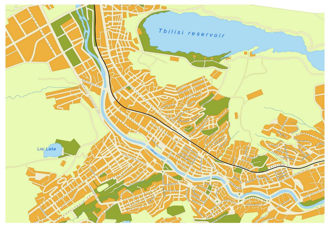 Detallado mapa de carreteras de la ciudad de Tbilisi