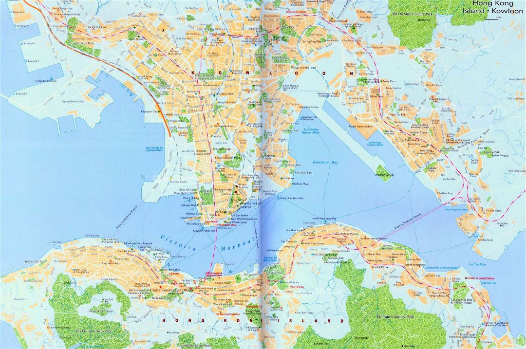 Grande mapa de carreteras de ciudad de Hong Kong