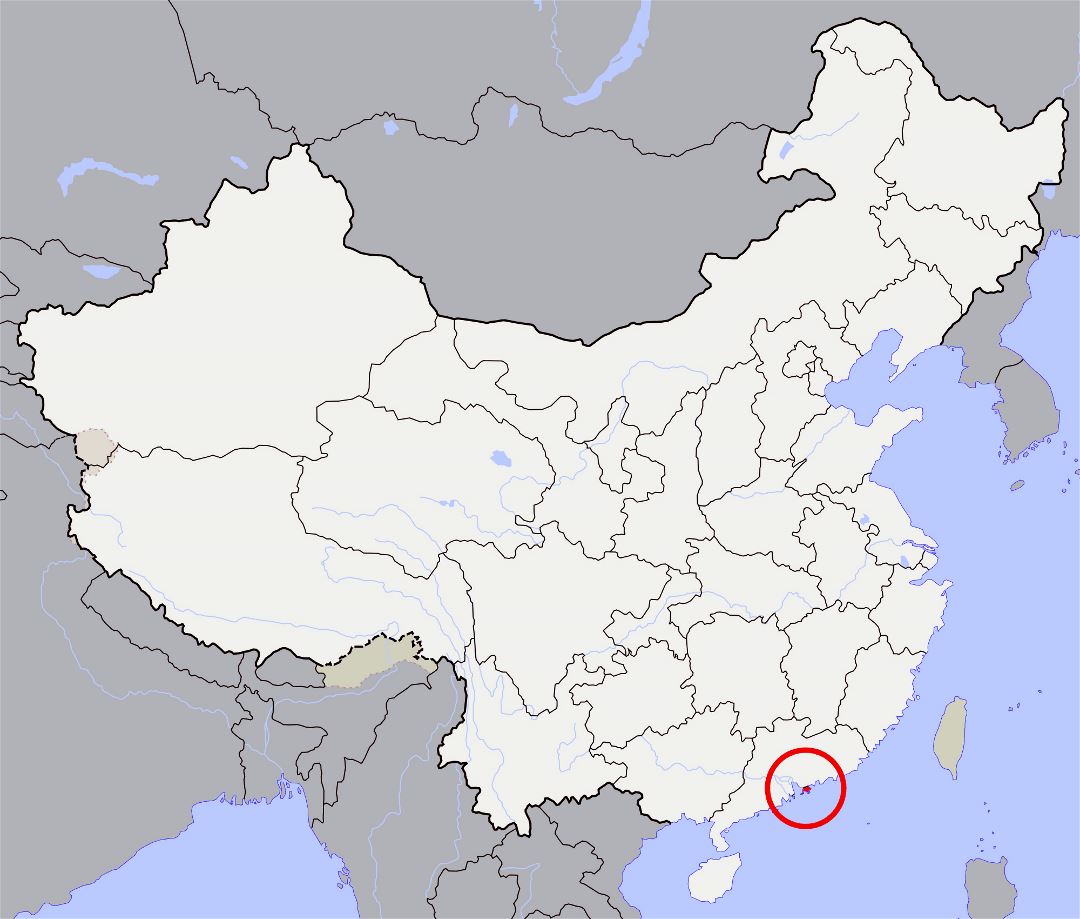 Grande mapa de ubicación de Hong Kong