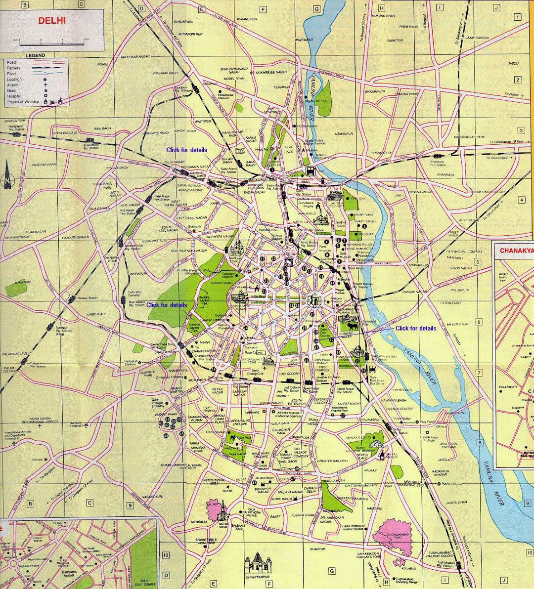 Detallado mapa de carreteras de Delhi