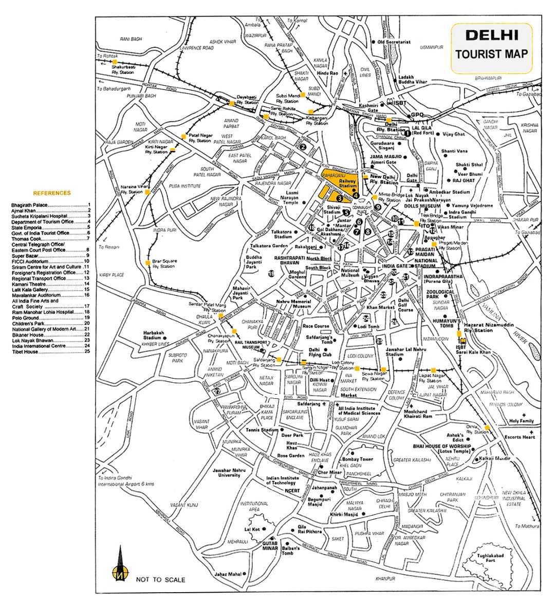 Detallado mapa turístico de la ciudad de Delhi