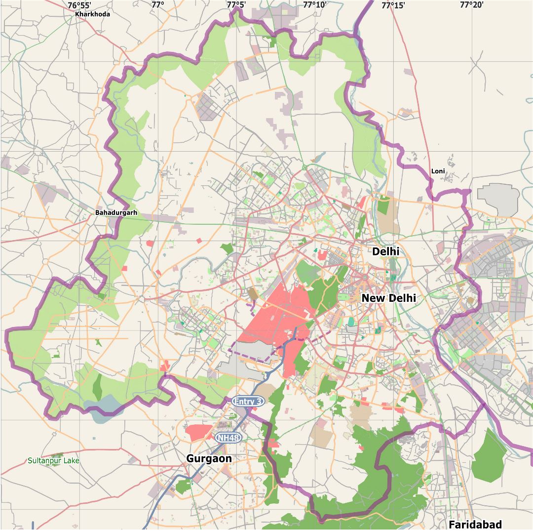 Grande mapa de carreteras de la ciudad de Delhi