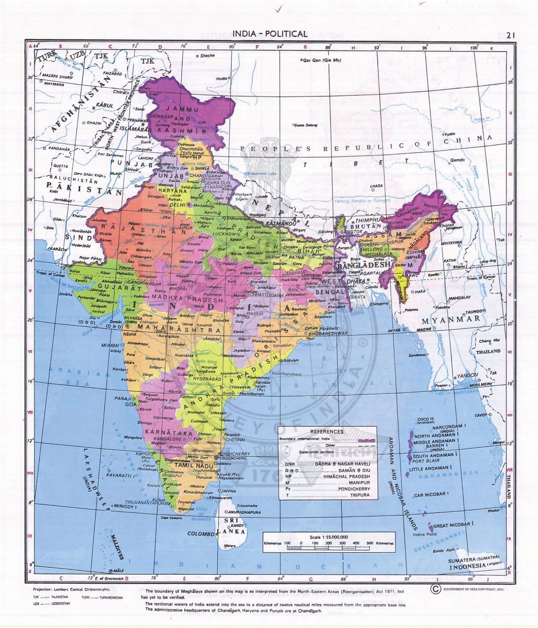 Grande detallado mapa político y administrativo de la India