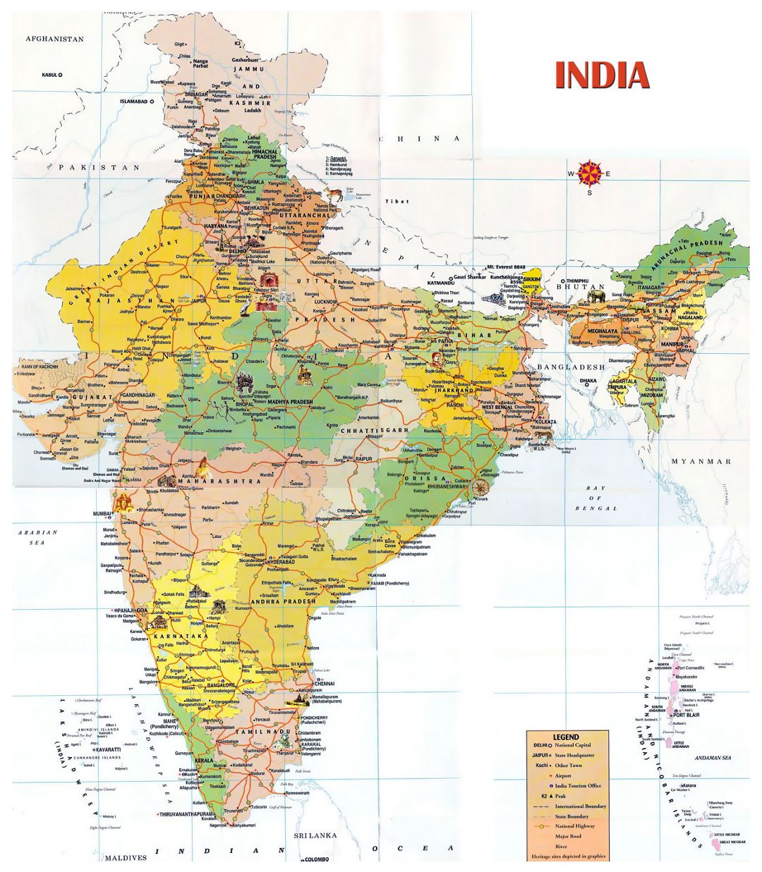 Mapa turístico de la India