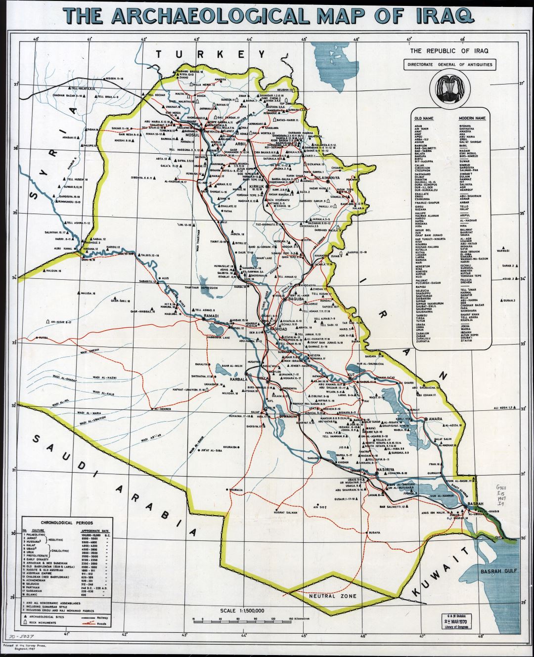 A gran escala mapa arqueológico de Iraq - 1967