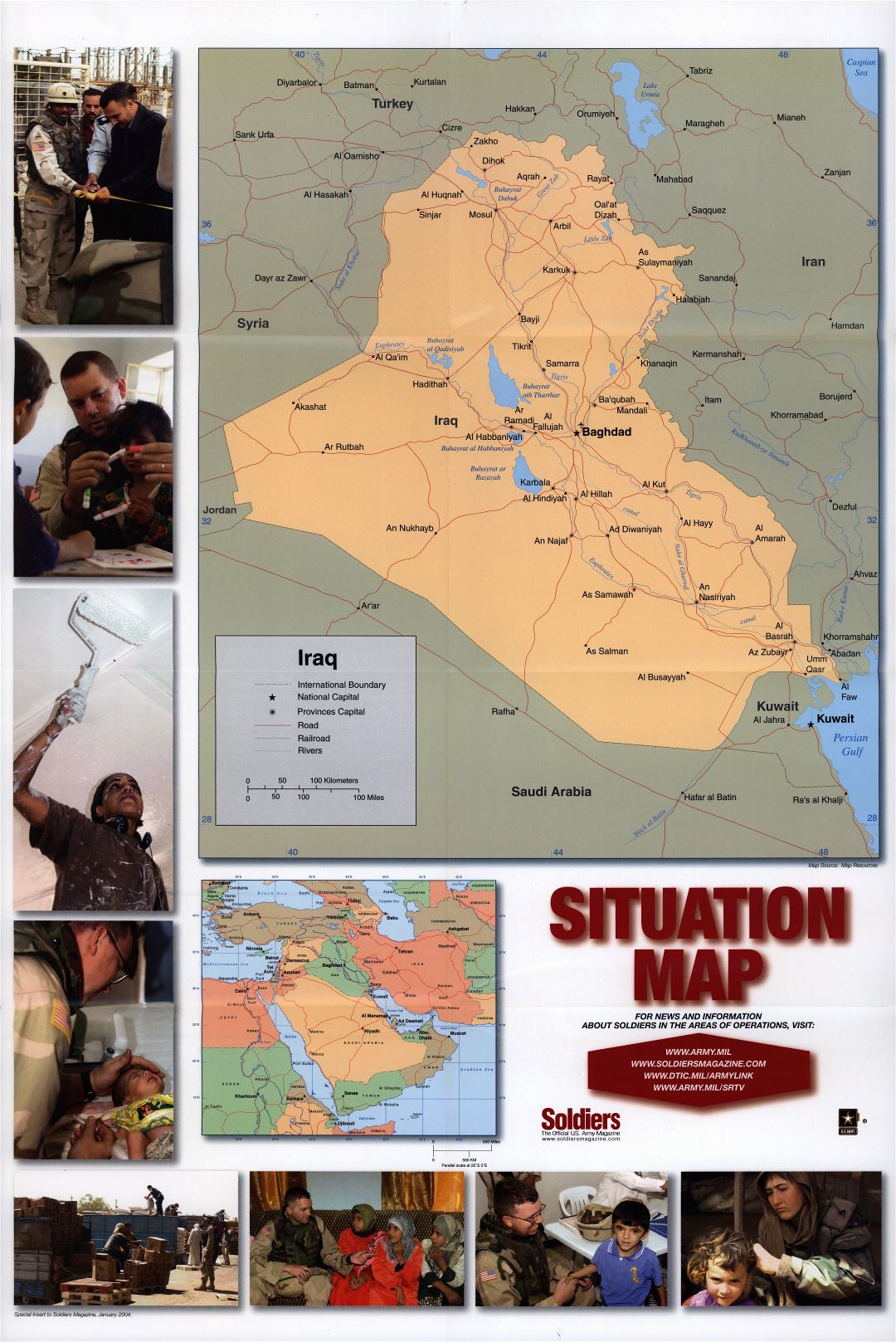 A gran escala mapa de situación de Iraq