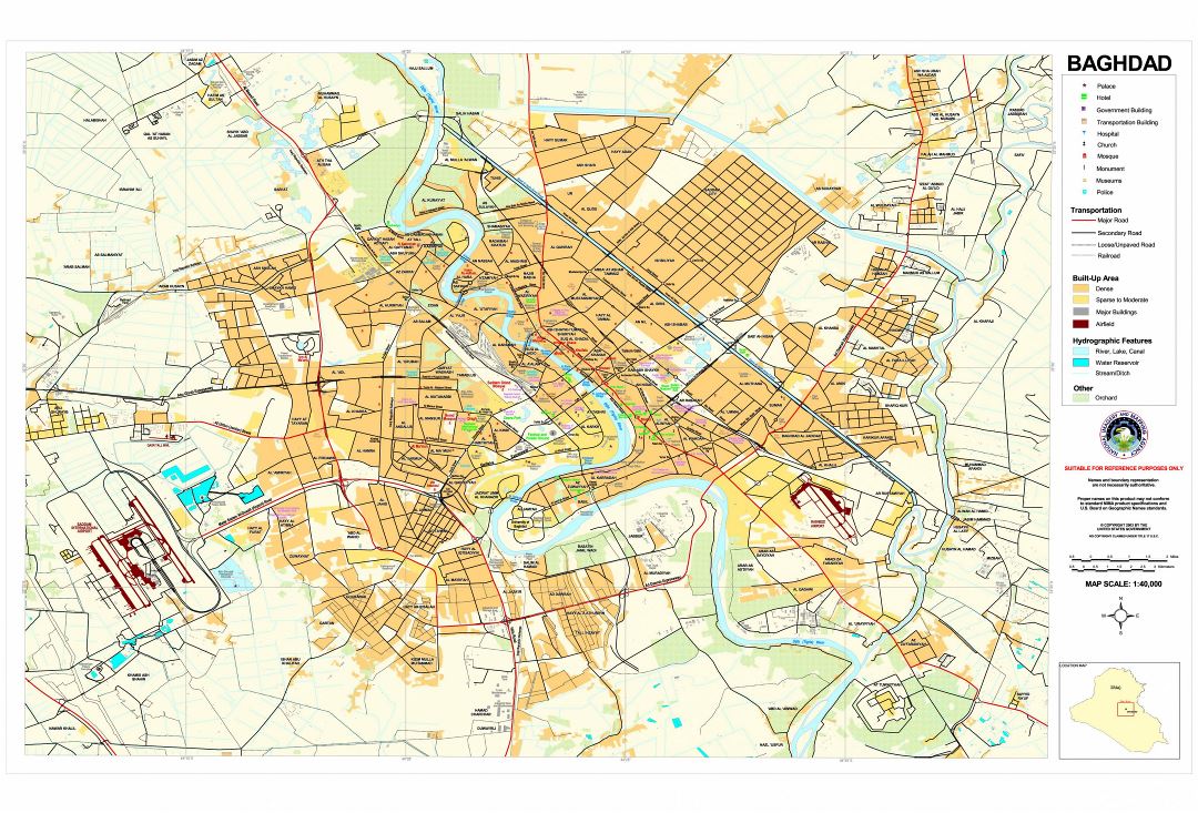 Grande detallado mapa de la ciudad de Bagdad