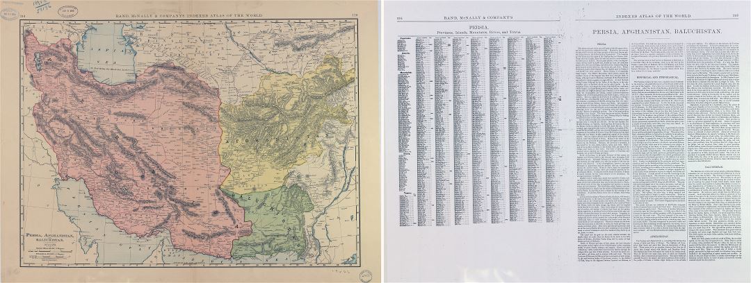 A gran escala detallado mapa antiguo de Persia, Afganistán y Baluchistán - 1898