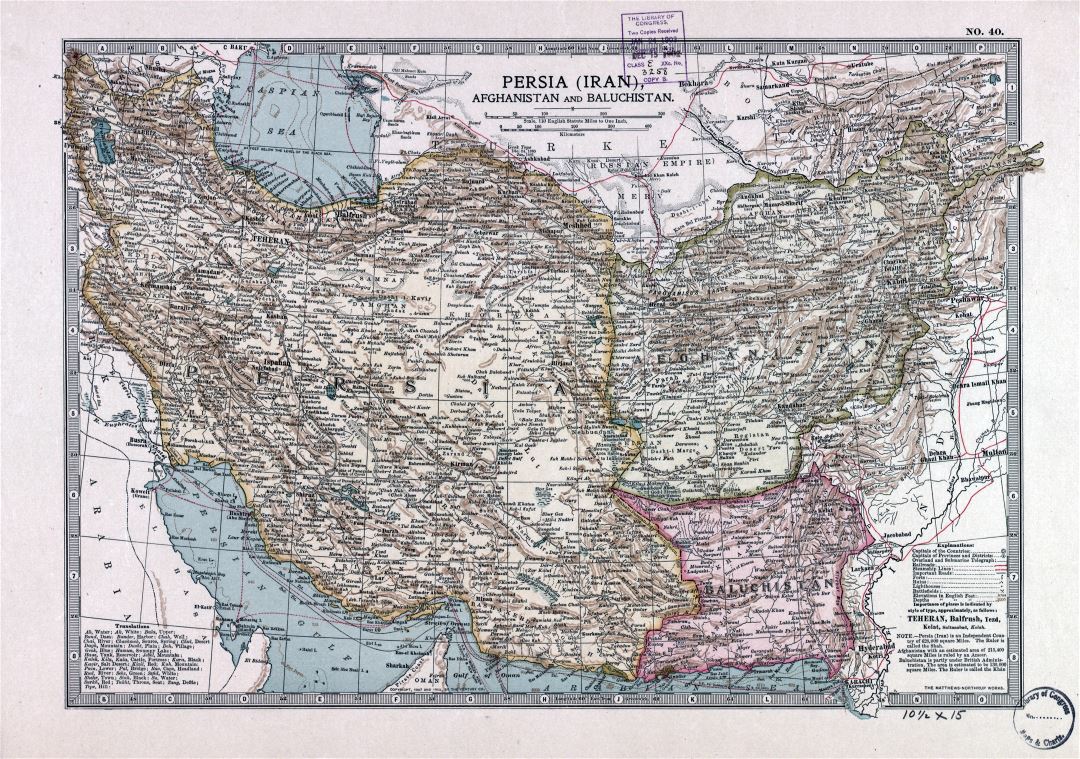 A gran escala mapa antiguo de Persia, Afganistán y Baluchistán - 1902