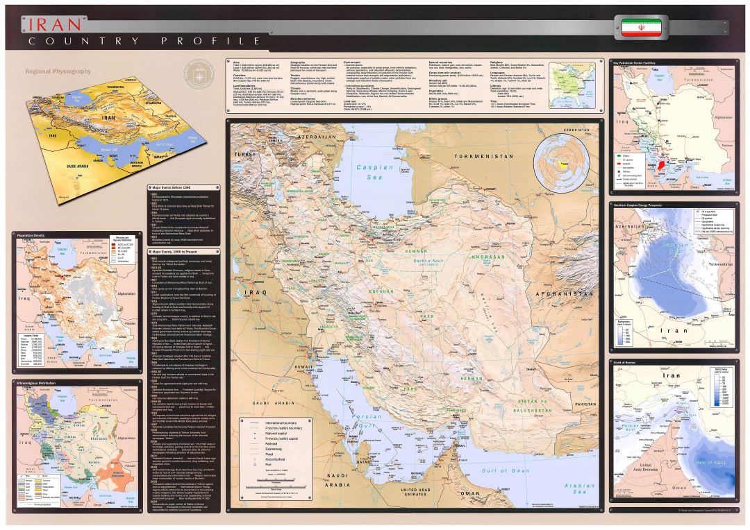 A gran escala perfil del país mapa mural de Irán - 2004