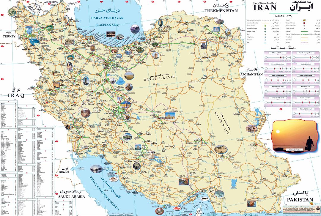Grande detallado mapa turístico de Irán