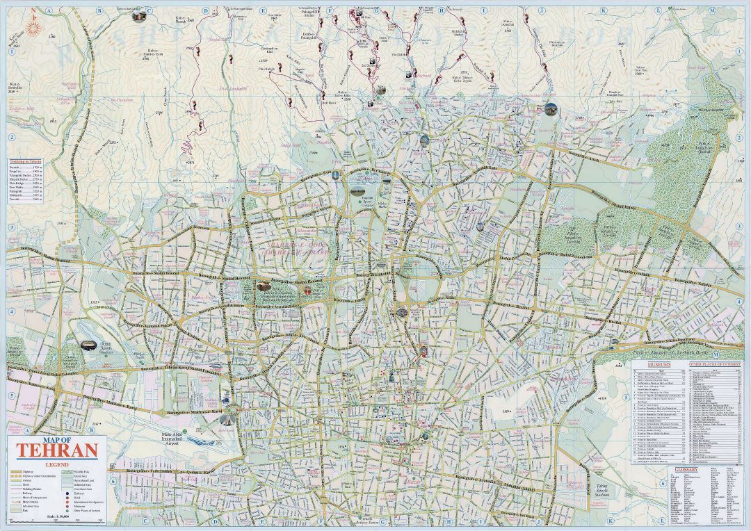 Grande detallado mapa turístico de la ciudad de Teherán