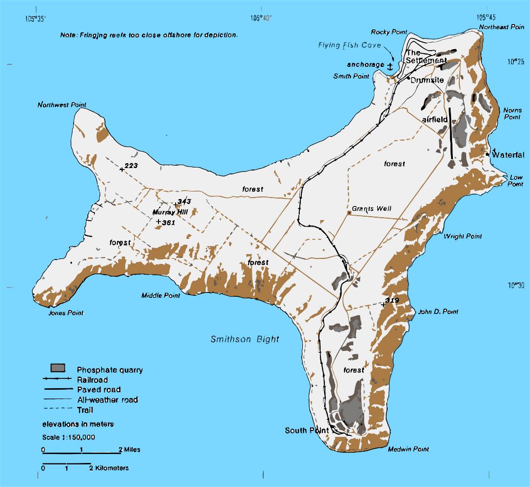Grande detallado mapa de la Isla de Navidad con carreteras