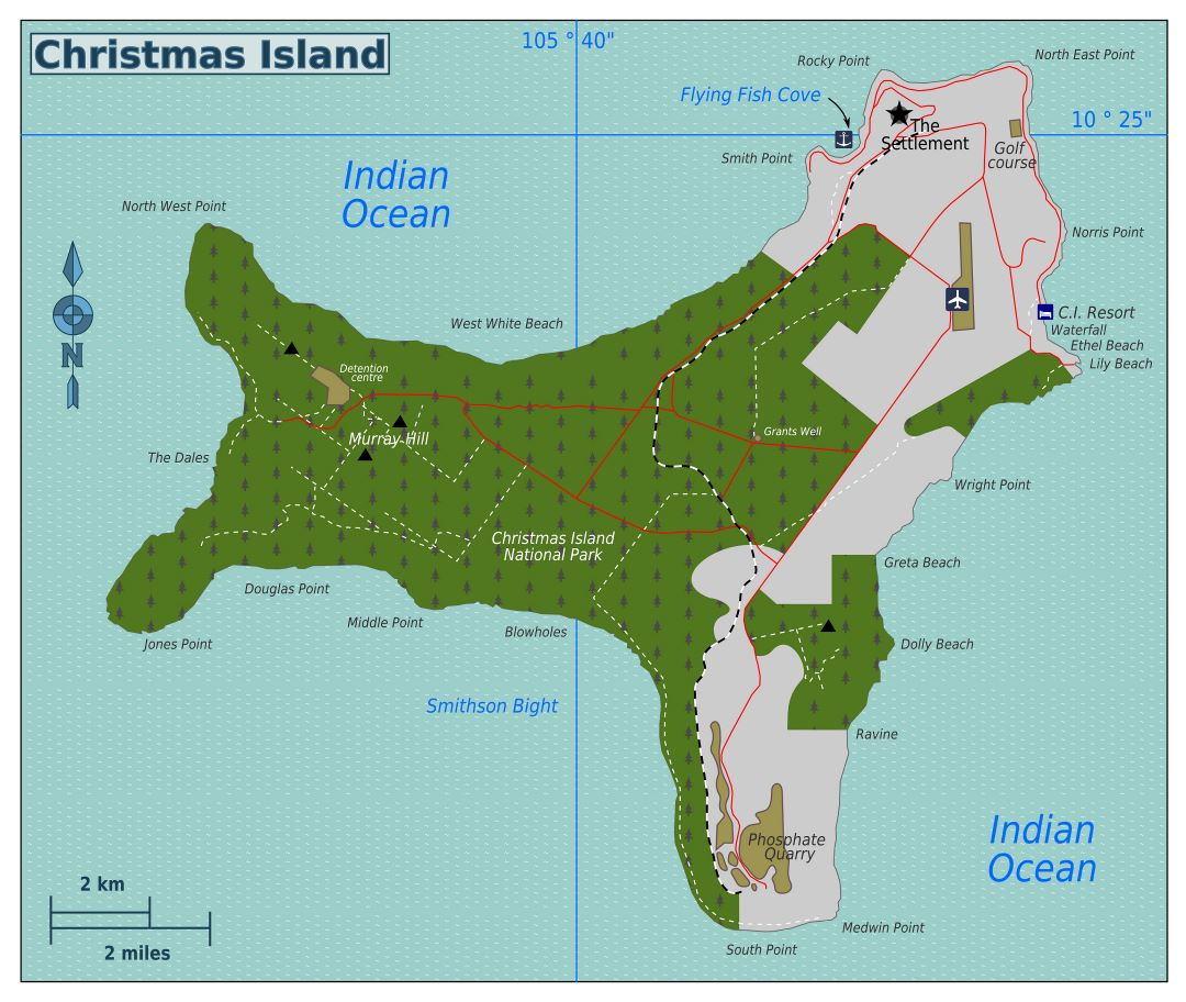 Grande detallado mapa de la Isla de Navidad