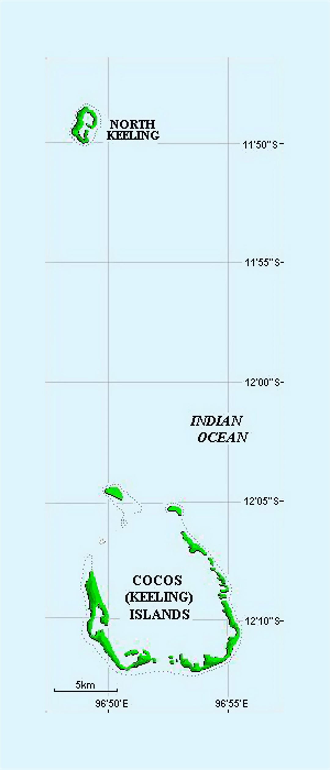 Pequeño mapa de las Islas Cocos