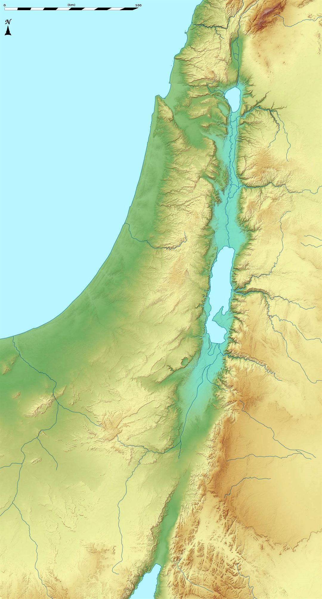 Grande mapa en relieve de Israel