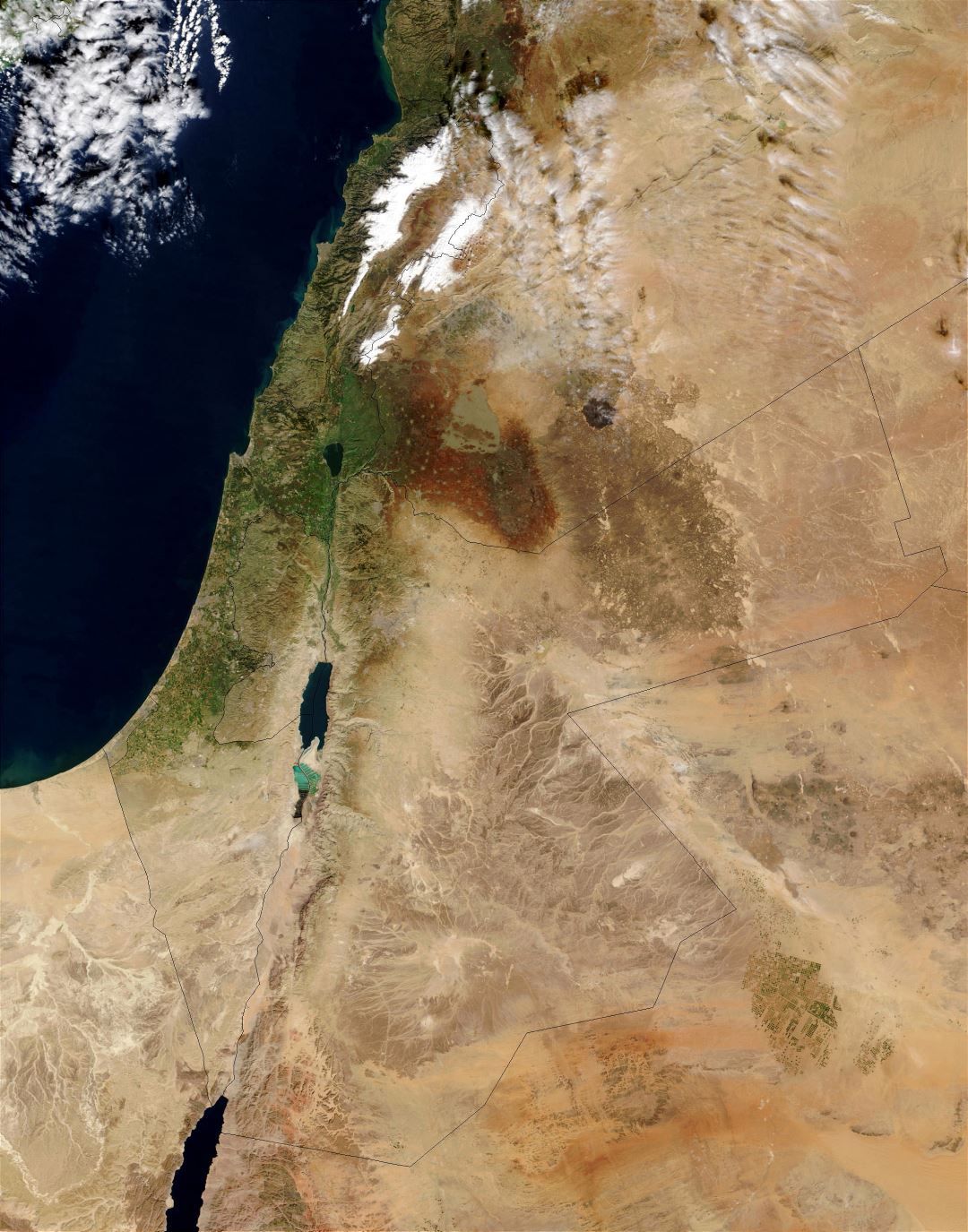 Grande mapa satelital de Israel