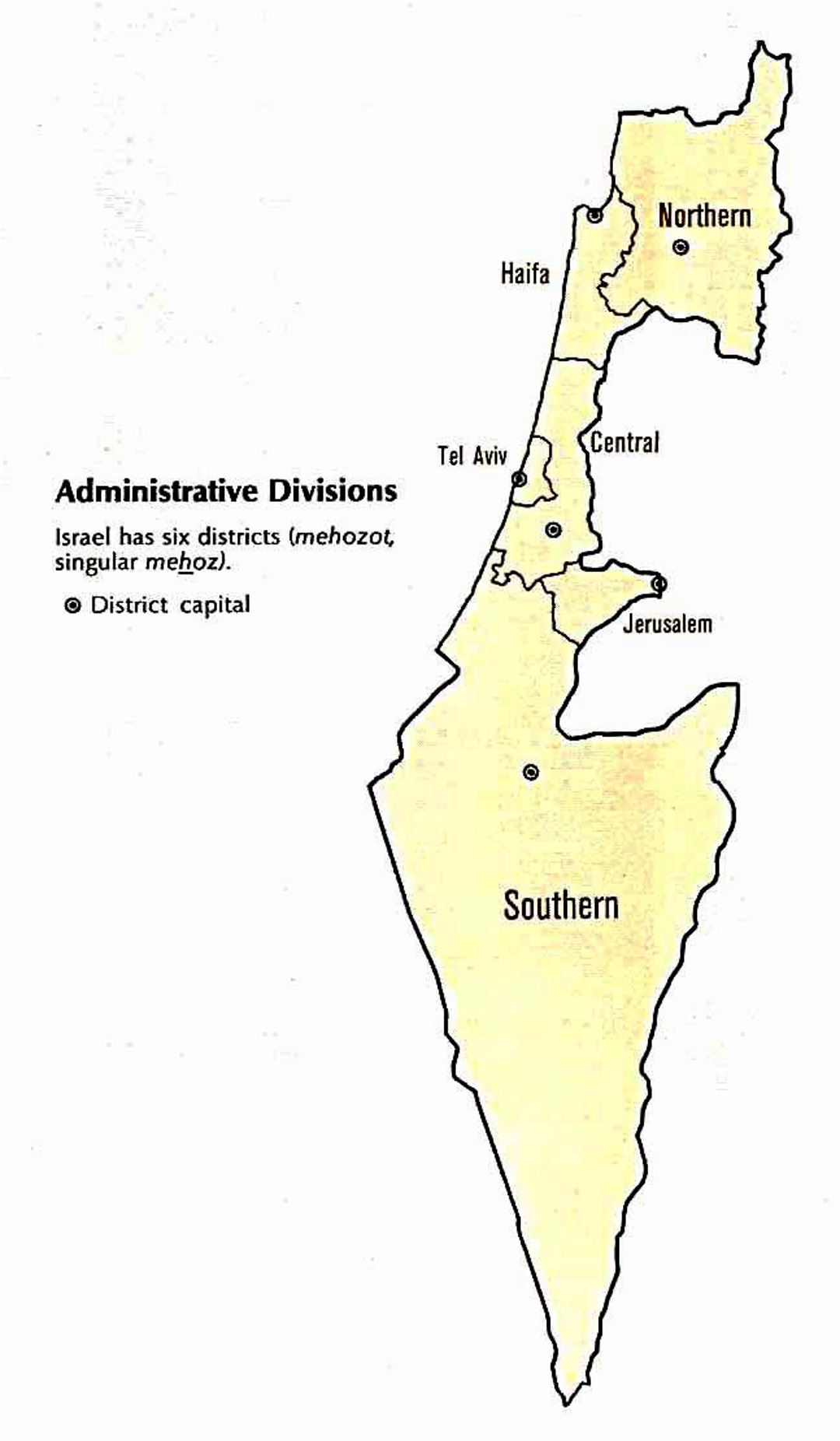 Mapa de administrativas divisiones de Israel