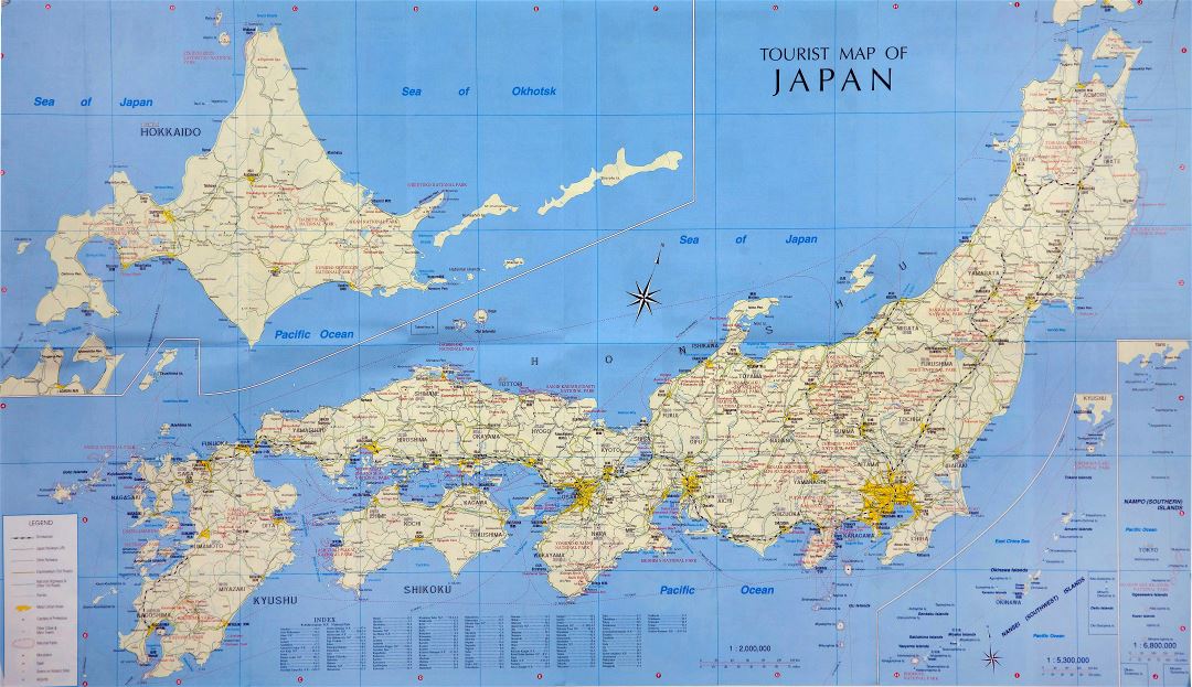A gran escala mapa turístico de Japón