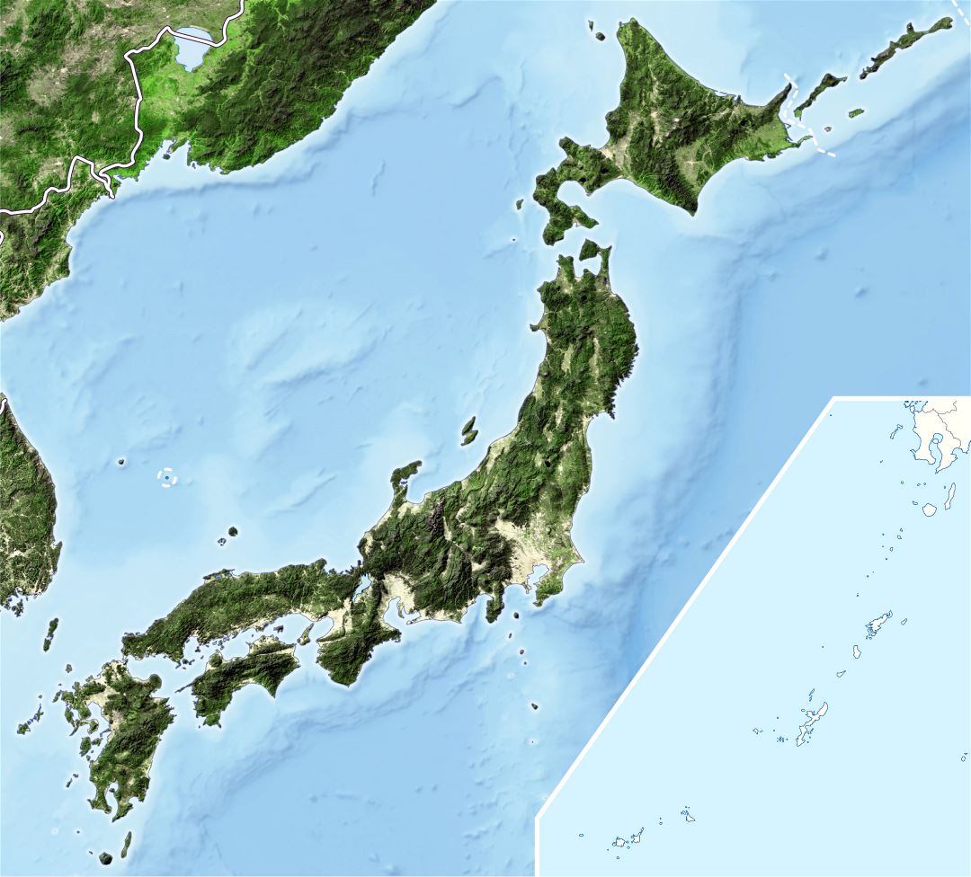 Grande detallado imagen de satélite de Japón