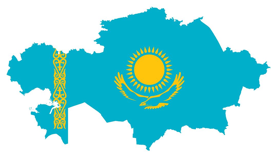 Grande mapa de bandera de Kazajstán