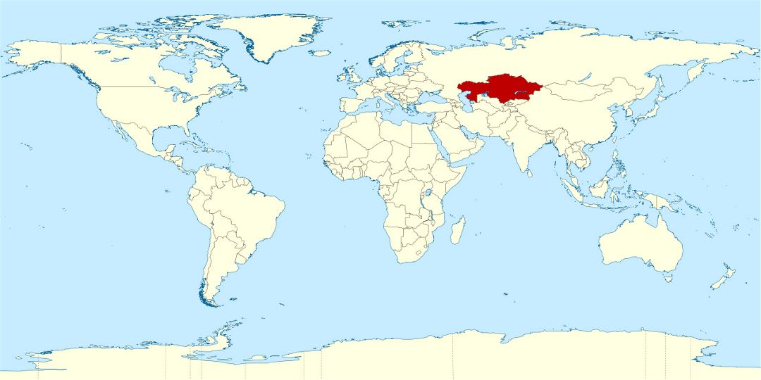 Grande mapa de ubicación de Kazajstán